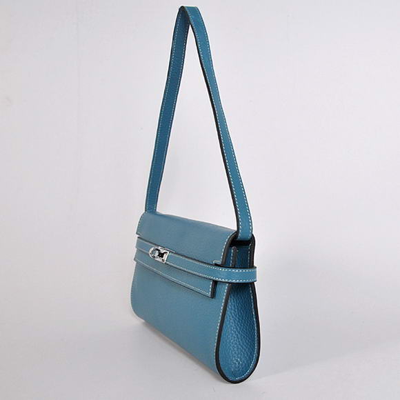 AAA Hermes Kelly 26CM Shoulder Bag Clemence Blue 60669 On Sale - Click Image to Close